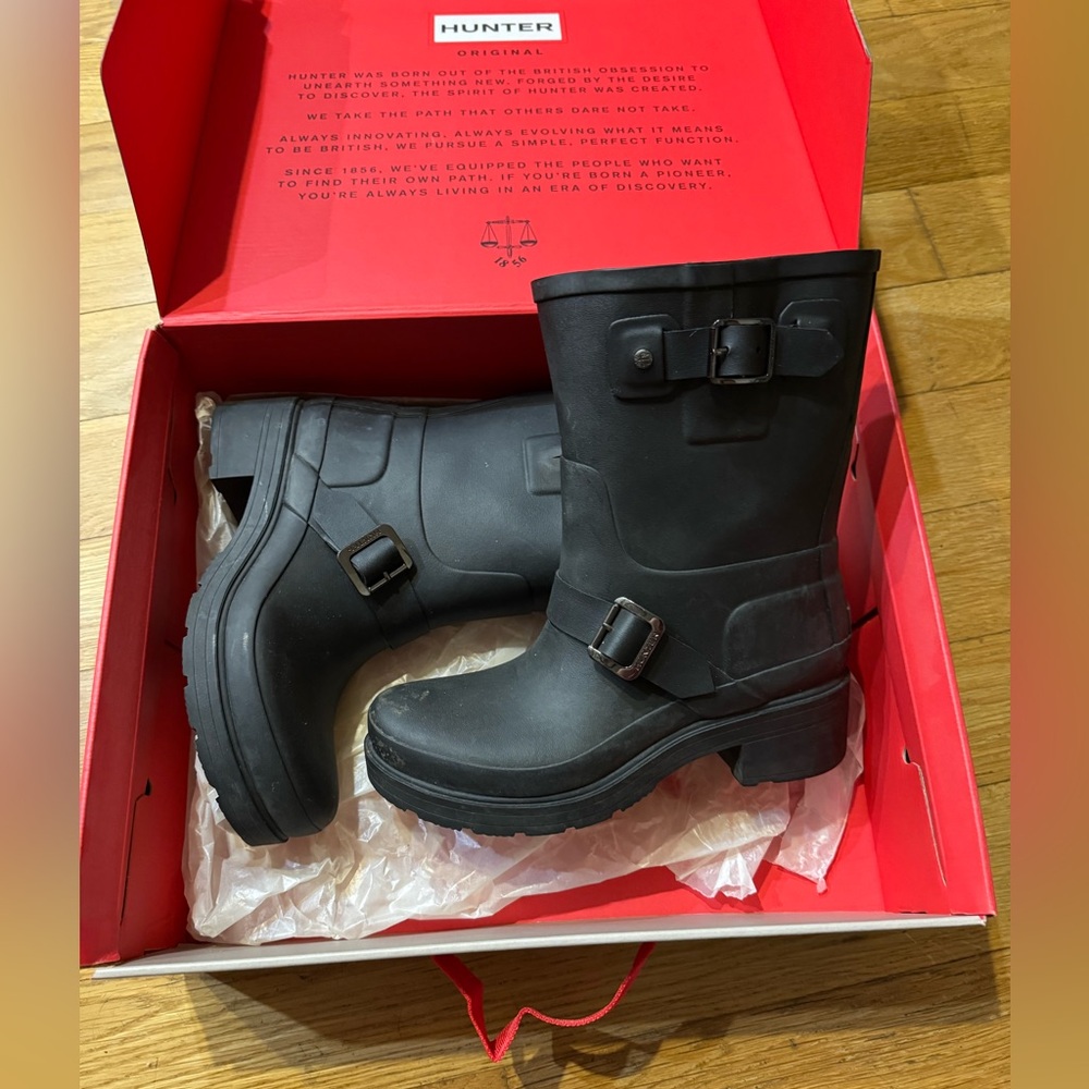 Hunter Rubber Biker Boots, Size US7/ UK5/ EU38